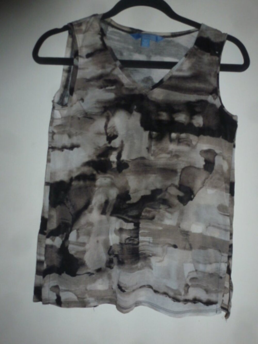 Simply Vera Vera Wang Gray Abstract Marble Print Sleeveless Blouse – XS